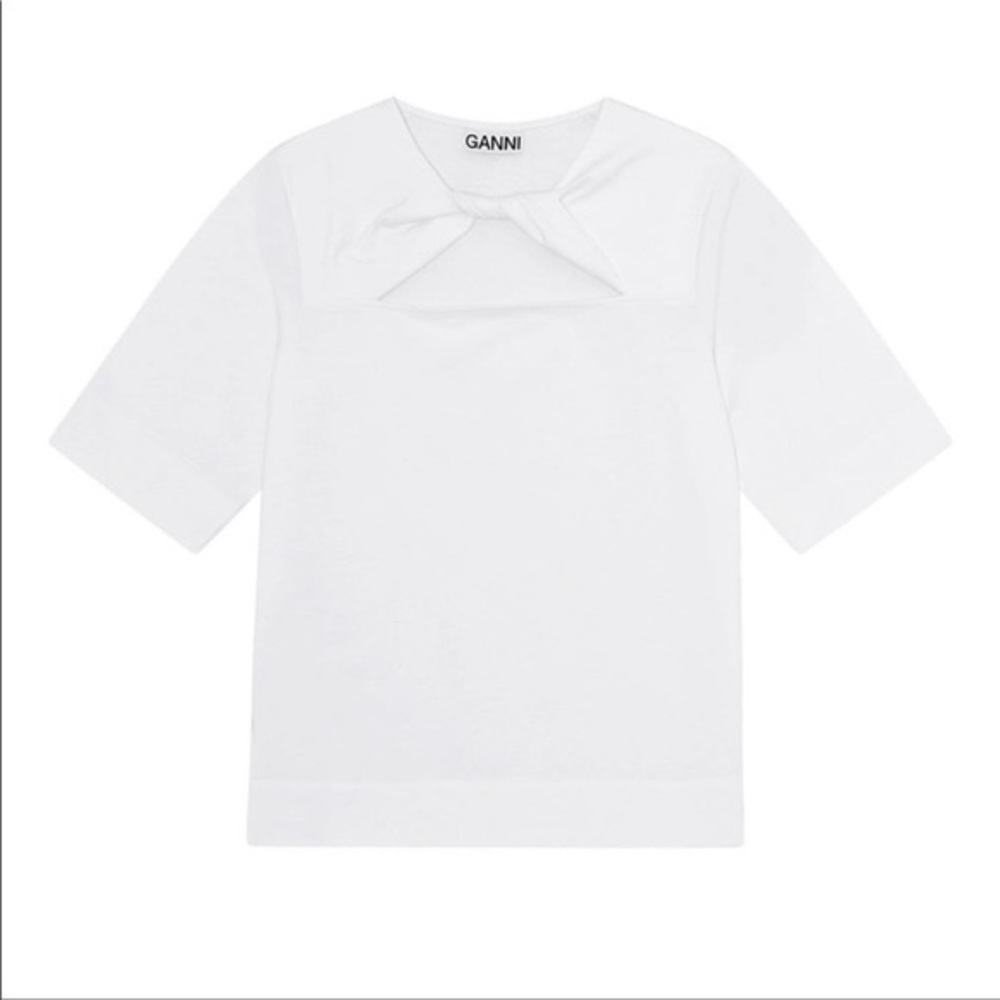 Ganni Twist Front Cotton Jersey T Shirt Small